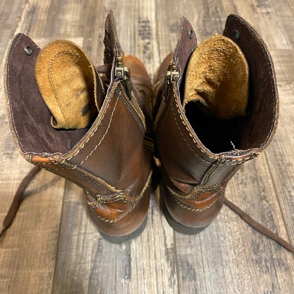Steve Madden Brown Leather Lace and Zip Up Boots Size 7 - Picture 6 of 6